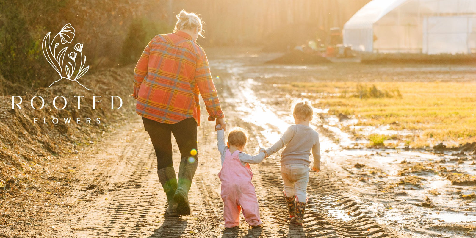 Rooted’s three flower logo is symbolic of our mother-daughters relationship. Our name speaks to honoring the seasons, lineage and walking as yourself.
