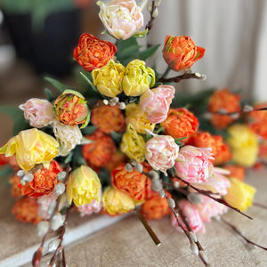 Citrus-yellow tulips.