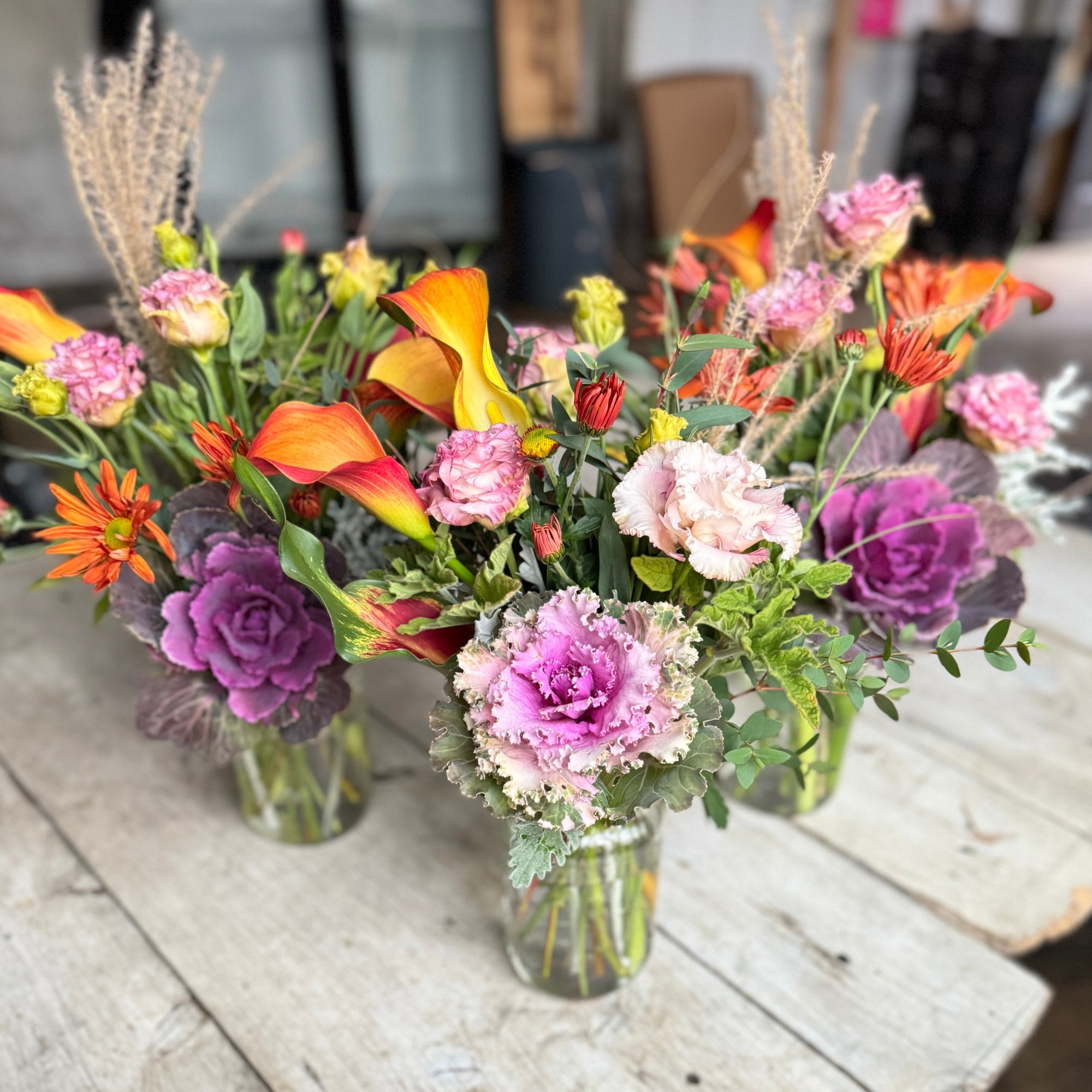 Farm to table vase arrangements