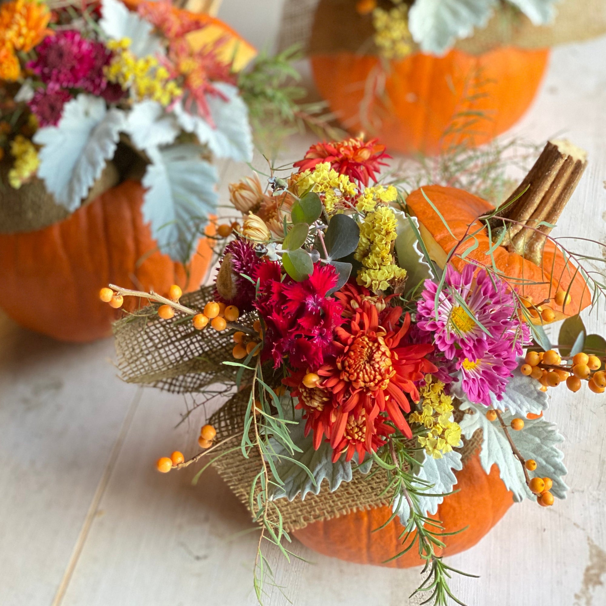 Thanksgiving Centerpieces at Rooted Flowers Farm