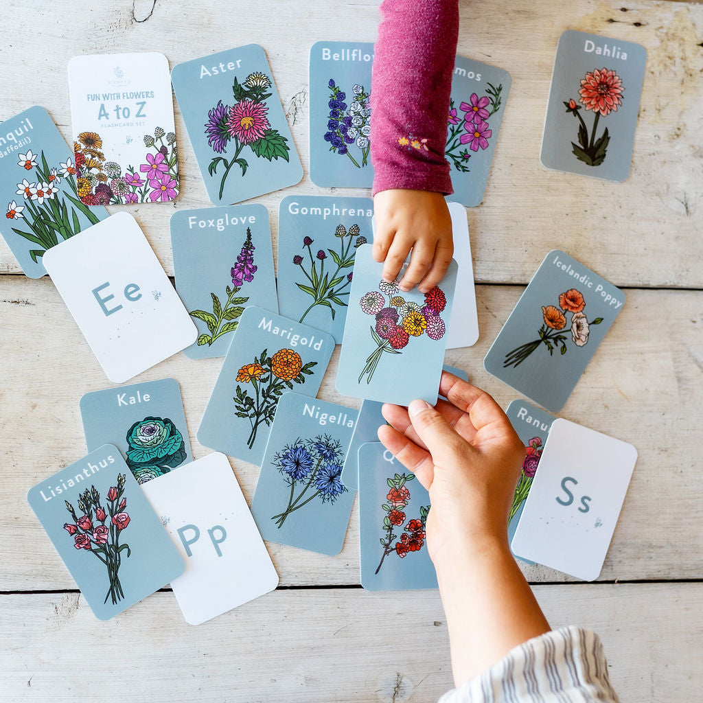 A to Z flower flashcards at Rooted Flowers